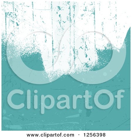 Clipart of a Scratched White and Turquoise Paint Background - Royalty Free Vector Illustration by KJ Pargeter