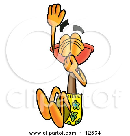 Clipart Picture of a Sink Plunger Mascot Cartoon Character Plugging His Nose While Jumping Into Water by Mascot Junction