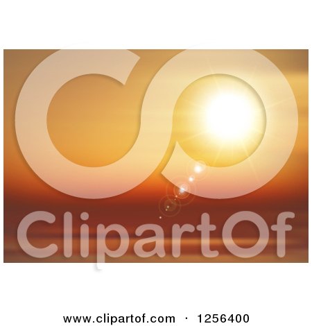 Clipart of a Blurred Ocean and Orange Sunset - Royalty Free Vector Illustration by KJ Pargeter