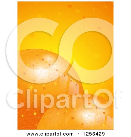 Clipart of 3d Orange Spheres with Network Connections - Royalty Free Vector Illustration by elaineitalia