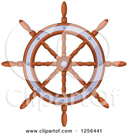 Clipart of a Wooden Ships Helm - Royalty Free Vector Illustration by Pushkin