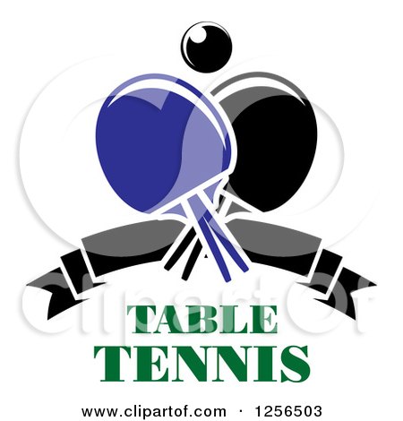 Clipart of a Ping Pong Ball and Paddles over Table Tennis Text - Royalty Free Vector Illustration by Vector Tradition SM
