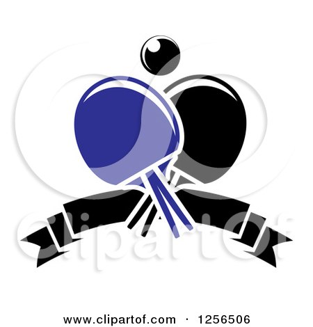 Clipart of a Ping Pong Ball and Table Tennis Paddles with a Banner - Royalty Free Vector Illustration by Vector Tradition SM