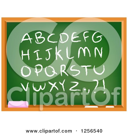 Clipart of a School Chalkboard with Capital Letters and Punctuation - Royalty Free Vector Illustration by yayayoyo