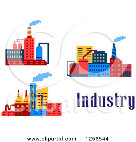 Clipart of Colorful Factories with Industry Text - Royalty Free Vector Illustration by Vector Tradition SM
