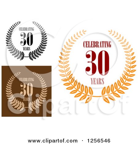 Clipart of Celebrating 30 Years Anniversary Designs - Royalty Free Vector Illustration by Vector Tradition SM