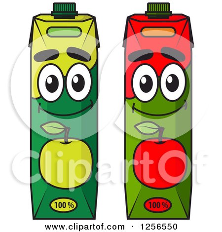 Clipart of Apple Juice Carton Characters - Royalty Free Vector Illustration by Vector Tradition SM