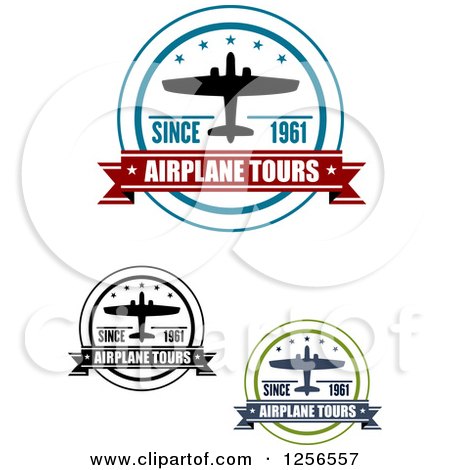 Clipart of Airplane Tours Labels - Royalty Free Vector Illustration by Vector Tradition SM