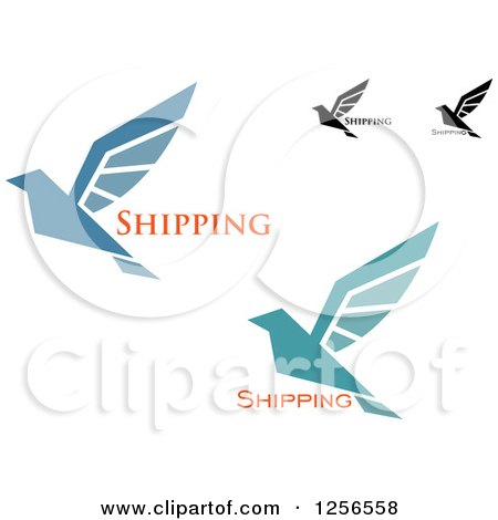 Clipart of Birds with Shipping Text - Royalty Free Vector Illustration by Vector Tradition SM