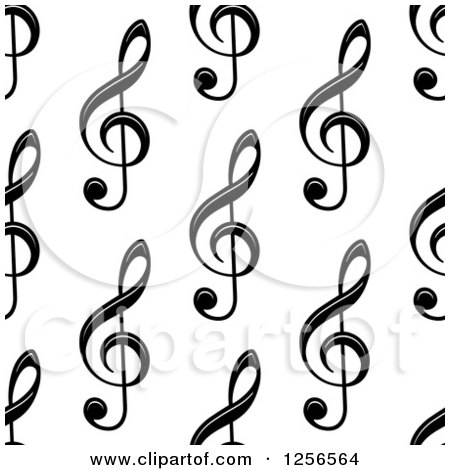 Clipart of a Seamless Black and White Music Clef Note Background - Royalty Free Vector Illustration by Vector Tradition SM