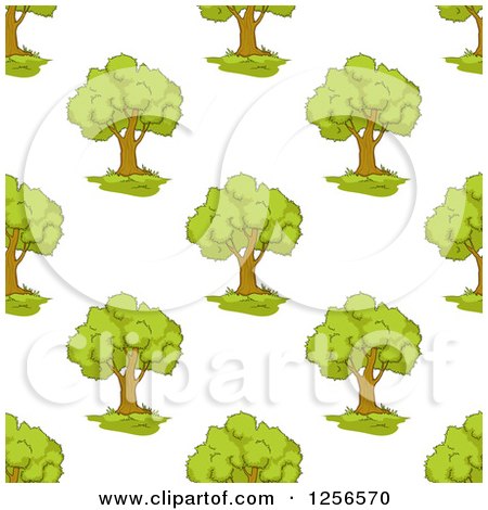 Clipart of a Seamless Background Pattern of Mature Trees - Royalty Free Vector Illustration by Vector Tradition SM