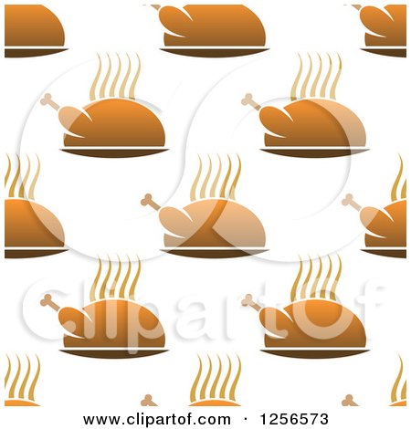 Clipart of a Seamless Hot Roasted Chicken or Turkey Background - Royalty Free Vector Illustration by Vector Tradition SM