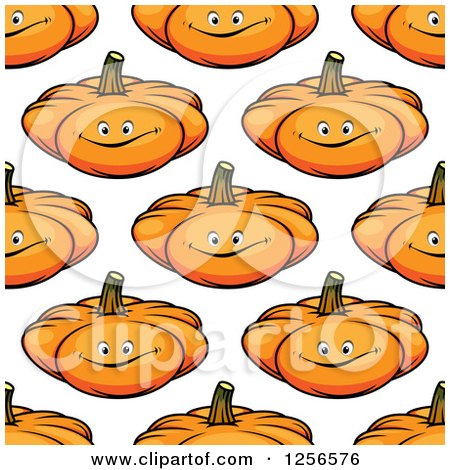 Clipart of a Seamless Background Pattern of Happy Pumpkins - Royalty Free Vector Illustration by Vector Tradition SM