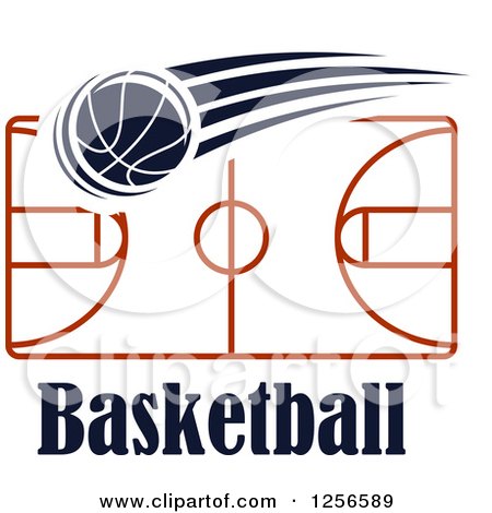Clipart of a Basketball Flying over a Court with Text - Royalty Free Vector Illustration by Vector Tradition SM