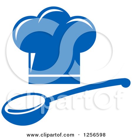 Clipart of a Blue Chef Hat and Spoon - Royalty Free Vector Illustration by Vector Tradition SM