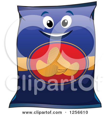 Clipart of a Bag of Potato Chips Character - Royalty Free Vector Illustration by Vector Tradition SM