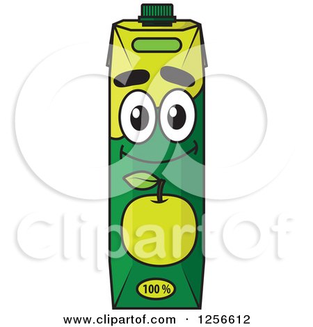 Clipart of a Green Apple Juice Carton Character - Royalty Free Vector Illustration by Vector Tradition SM