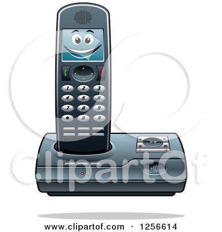 Clipart of a Happy Cordless Telephone Character - Royalty Free Vector Illustration by Vector Tradition SM
