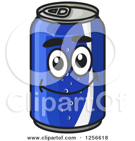 Clipart of a Happy Blue Soda Can - Royalty Free Vector Illustration by Vector Tradition SM
