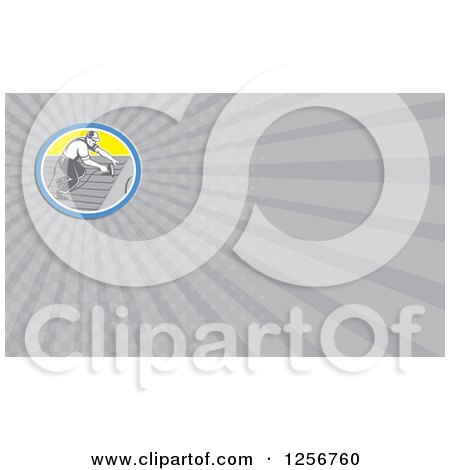 Clipart of a Retro Roofer Business Card Design - Royalty Free Illustration by patrimonio