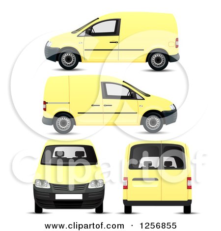 Clipart of a Yellow Mini Van in Different Positions - Royalty Free Vector Illustration by vectorace