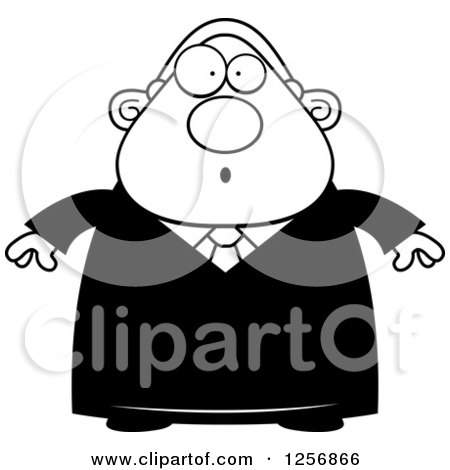 Clipart of a Black and White Surprised Chubby Male Judge - Royalty Free Vector Illustration by Cory Thoman