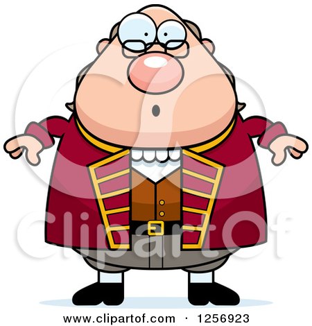 Clipart of a Surprised Chubby Benjamin Franklin - Royalty Free Vector Illustration by Cory Thoman