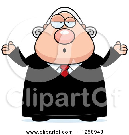 Clipart of a Careless Shrugging Chubby Caucasian Male Judge - Royalty Free Vector Illustration by Cory Thoman