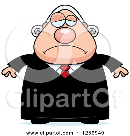 Clipart of a Sad Depressed Chubby Caucasian Male Judge - Royalty Free Vector Illustration by Cory Thoman
