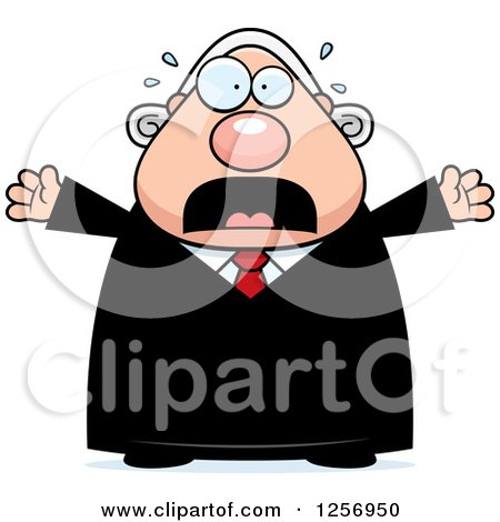 Clipart of a Scared Screaming Chubby Caucasian Male Judge - Royalty Free Vector Illustration by Cory Thoman