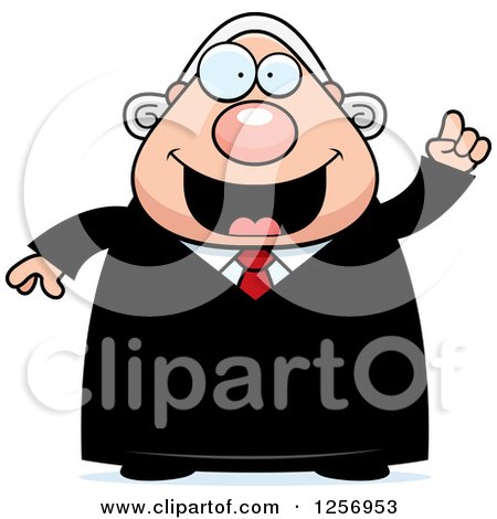 Clipart of a Chubby Caucasian Male Judge with an Idea - Royalty Free Vector Illustration by Cory Thoman