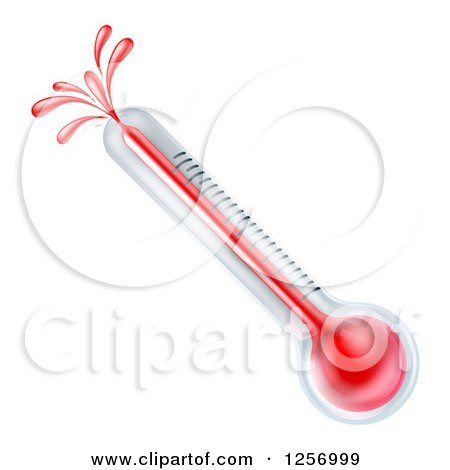Clipart of a Hot Thermometer Exploding out of the End - Royalty Free Vector Illustration by AtStockIllustration