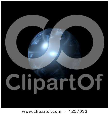 Clipart of a 3d Blue Fractal Globe on Black - Royalty Free Illustration by oboy