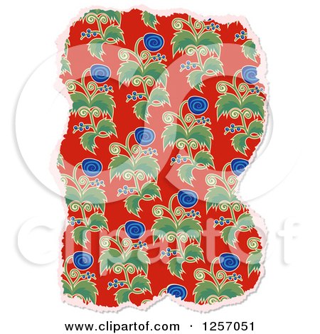 Clipart of a Torn Piece of Floral Scrapbooking Paper, on White - Royalty Free Illustration by Prawny