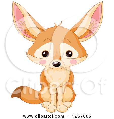 Clipart of a Cute Fennec Fox Sitting - Royalty Free Vector Illustration by Pushkin