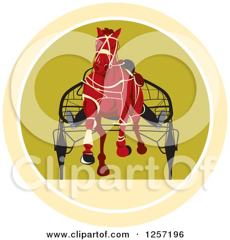 Clipart of a Retro Jockey Racing a Horse Cart in a Circle - Royalty Free Vector Illustration by patrimonio