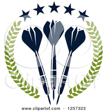 Clipart of a Laurel Wreath with Stars and Throwing Darts - Royalty Free Vector Illustration by Vector Tradition SM