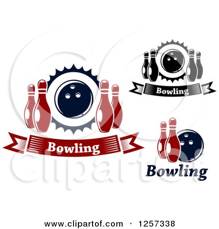 Clipart of Bowling Banners with Pins and Balls - Royalty Free Vector Illustration by Vector Tradition SM