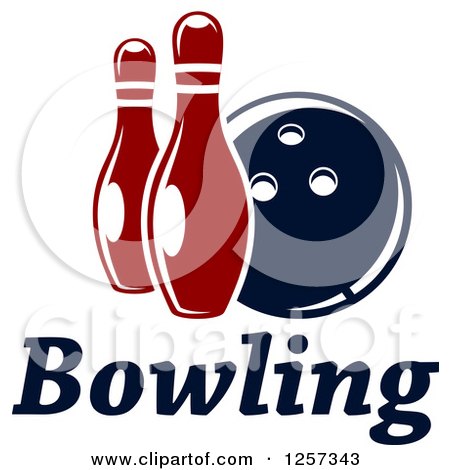 Clipart of a Bowling Ball with Two Pins over Text - Royalty Free Vector Illustration by Vector Tradition SM