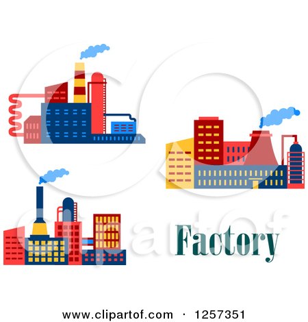 Clipart of Colorful Factories with Text - Royalty Free Vector Illustration by Vector Tradition SM