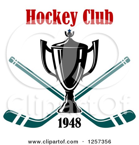 Clipart of a Trophy Cup over Crossed Hockey Sticks with Club Text - Royalty Free Vector Illustration by Vector Tradition SM