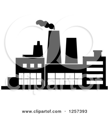 Clipart of a Black and White Factory - Royalty Free Vector Illustration by Vector Tradition SM