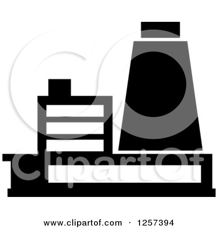 Clipart of a Black and White Nuclear Power Plant - Royalty Free Vector Illustration by Vector Tradition SM