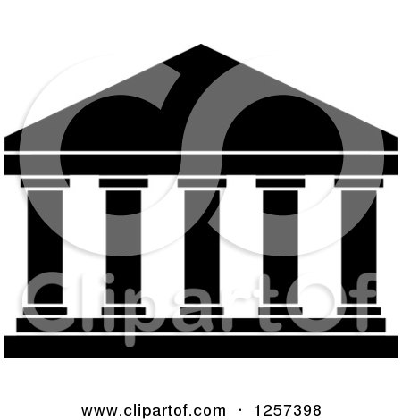 Clipart of a Black and White Temple - Royalty Free Vector Illustration by Vector Tradition SM
