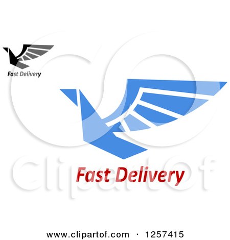 Clipart of Birds and Fast Delivery Text - Royalty Free Vector Illustration by Vector Tradition SM