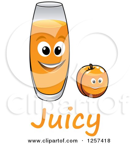 Clipart of a Happy Glass of Juice and Apricot - Royalty Free Vector Illustration by Vector Tradition SM