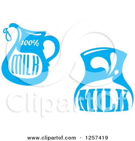 Clipart of Blue Milk Pitcher Designs - Royalty Free Vector Illustration by Vector Tradition SM