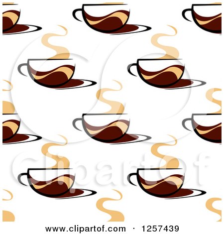 Clipart of a Seamless Pattern Background of Steamy Coffee Cups - Royalty Free Vector Illustration by Vector Tradition SM