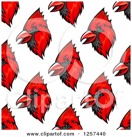 Clipart of a Seamless Pattern Background of Red Cardinal Birds - Royalty Free Vector Illustration by Vector Tradition SM