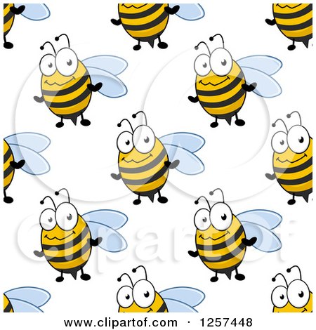 Clipart of a Seamless Pattern Background of Cute Bees - Royalty Free Vector Illustration by Vector Tradition SM